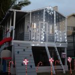 Cubby house with christmas light decorations